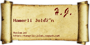 Hamerli Jolán névjegykártya